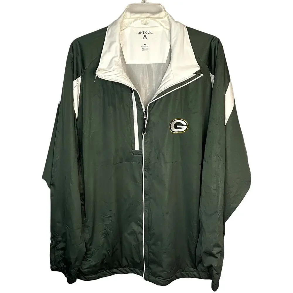 NFL Green Bay Packers Antigua Light Weight Full Zip Jacket Embroidered Size XL